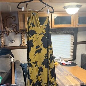 Lush Mustard and Black Floral Maxi Dress